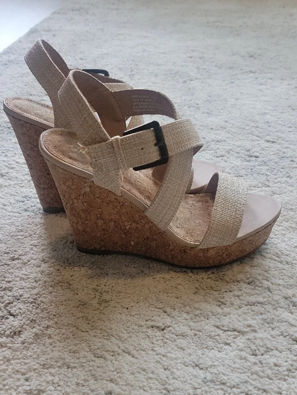 Women’s Strappy Cork Wedge Sandals - Beige